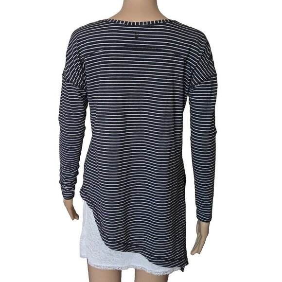 Lululemon To The Point Long Sleeve Modern Stripe Heathered Black White size 4 - Picture 4 of 9